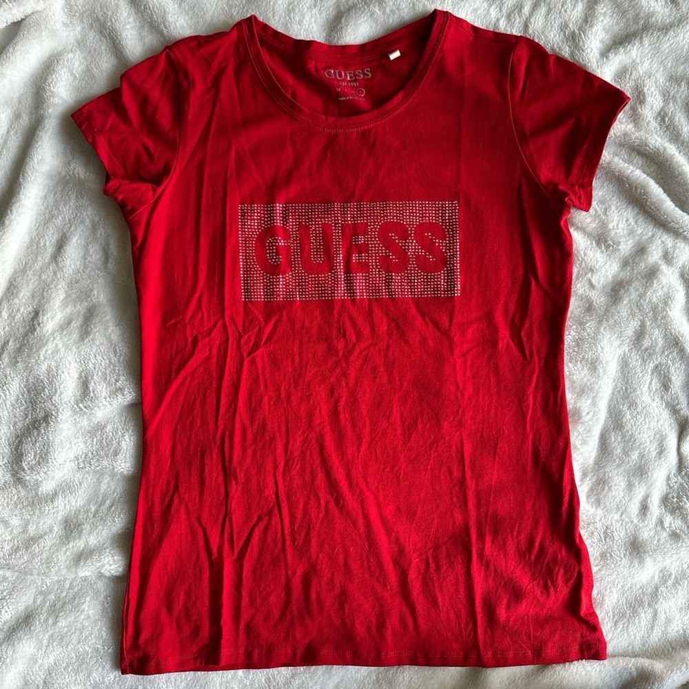 Large red guess rinestone shirt